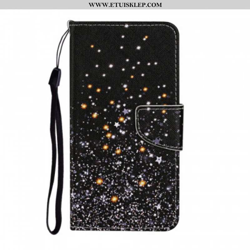 Etui Folio do Samsung Galaxy S22 Plus 5G Gwiazdy I Cekiny Ze Smyczą